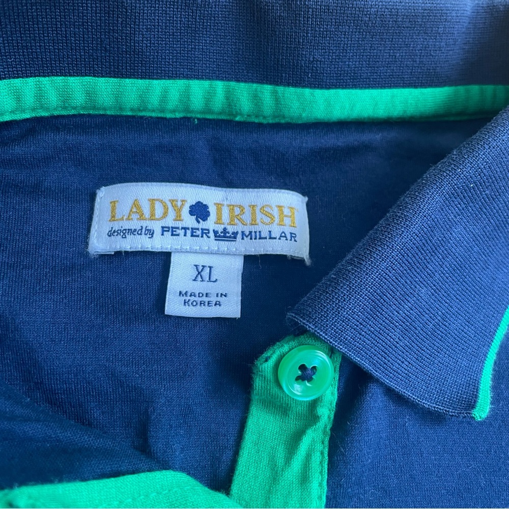 Notre Dame Peter Millar Lady Irish Women’s Polo Shirt Short Sleeve XL/L Navy EUC - Picture 6 of 9